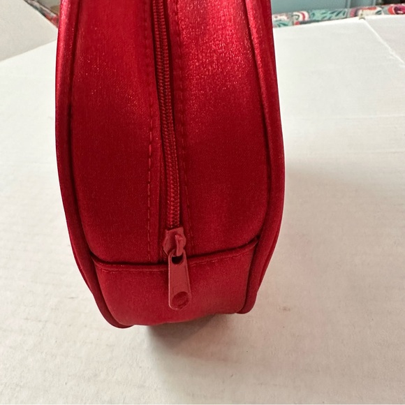 Christian Dior Parfums Red Satin Make-up Bag Gold Sparkle Authentic - Picture 9 of 10